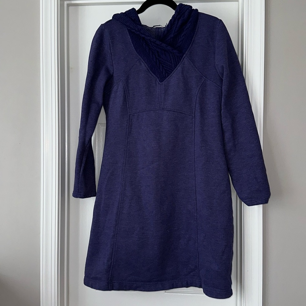 Prana Purple hooded sweatshirt Tunic dress, Large, EUC